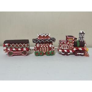Vintage Candyland Village 3 Pcs train Set Christmas Decoration USED